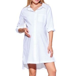 Maternity America - High/Low Shirt Dress - White